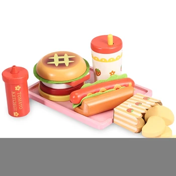 

abay 2019 hot Hamburger Wooden Kitchen Food Set WB-39