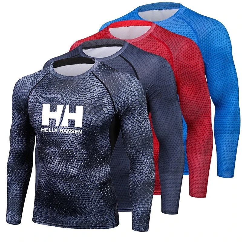 

Helly Hansen T shirt Compression Shirt Tee Shirt Homme Long sleeve T-shirt Men Print Tshirt Fitness Men's Compression Shirt