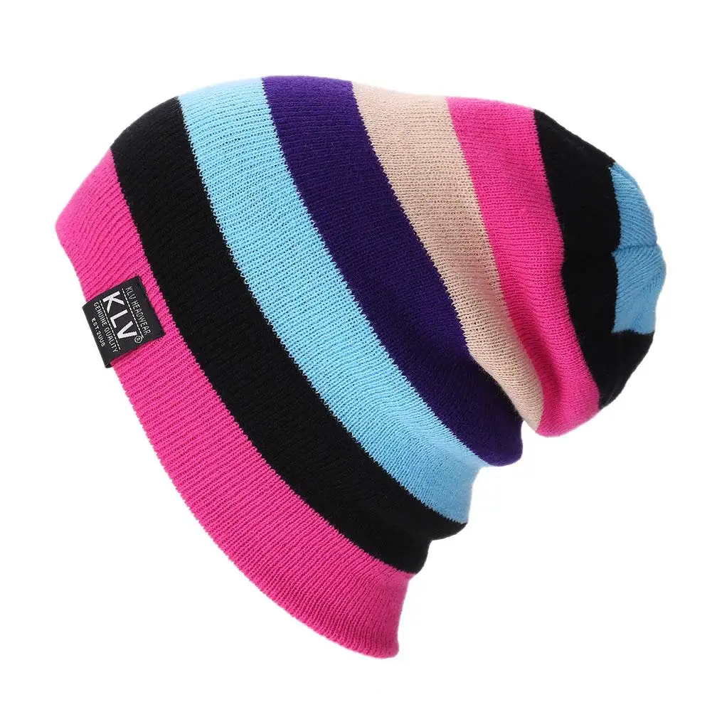 Многоцветная шерстяная шапка в сетку, унисекс, Осень-зима, теплые лыжные головные уборы, вязаные шапки в стиле хип-хоп, новинка - Цвет: Розовый