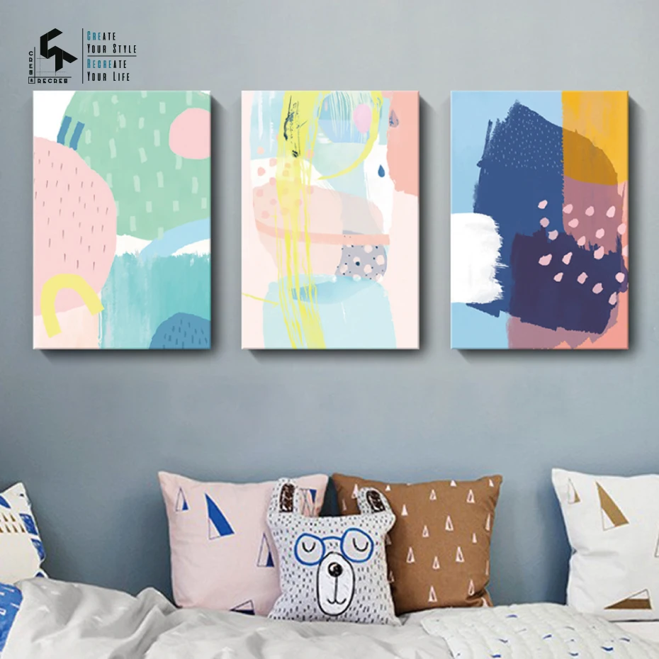 

CREATE&RECREATE Candy Abstract Posters And Prints Wall Art Canvas Painting Decoration Pictures For Nursery And Girl CR1810113002
