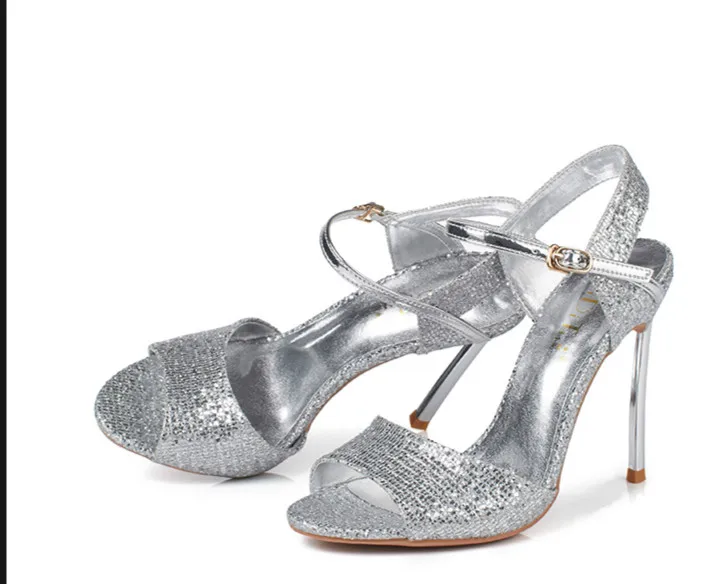 

Carole Levy Silver Black Gold Open Toe Concise Women's Shoes Summer Lady T-stage Show Party Wedding Stilettos Pumps Lady Sandals