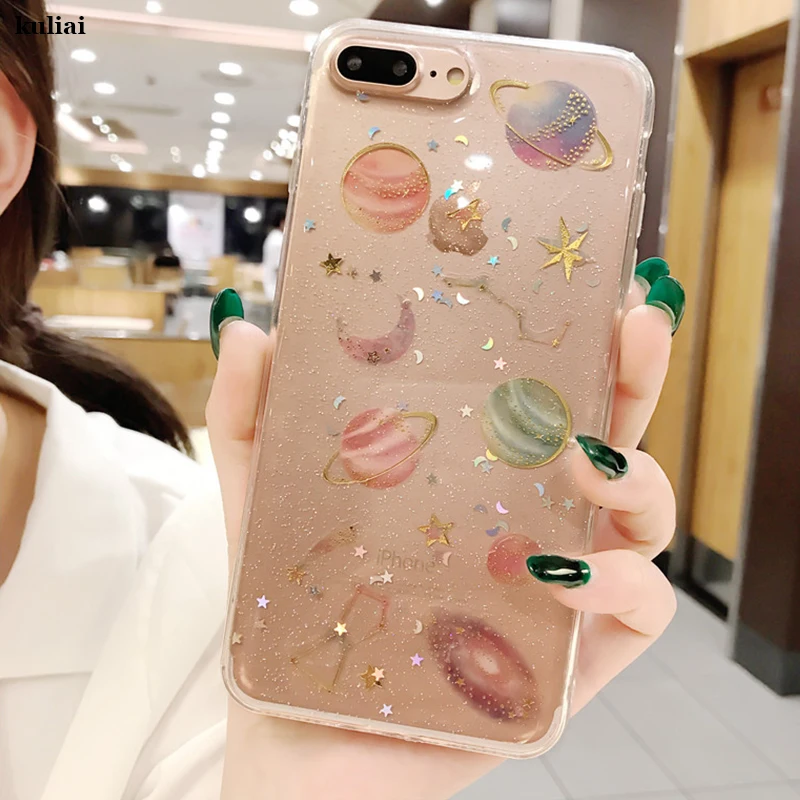 

Kuliai Airship Cute Space Cartoon Case For iPhone 6 6plus 7 8 Plus Soft Silicon Cover For iPhone X 6 6s 7 8 Plus Pattern Coque