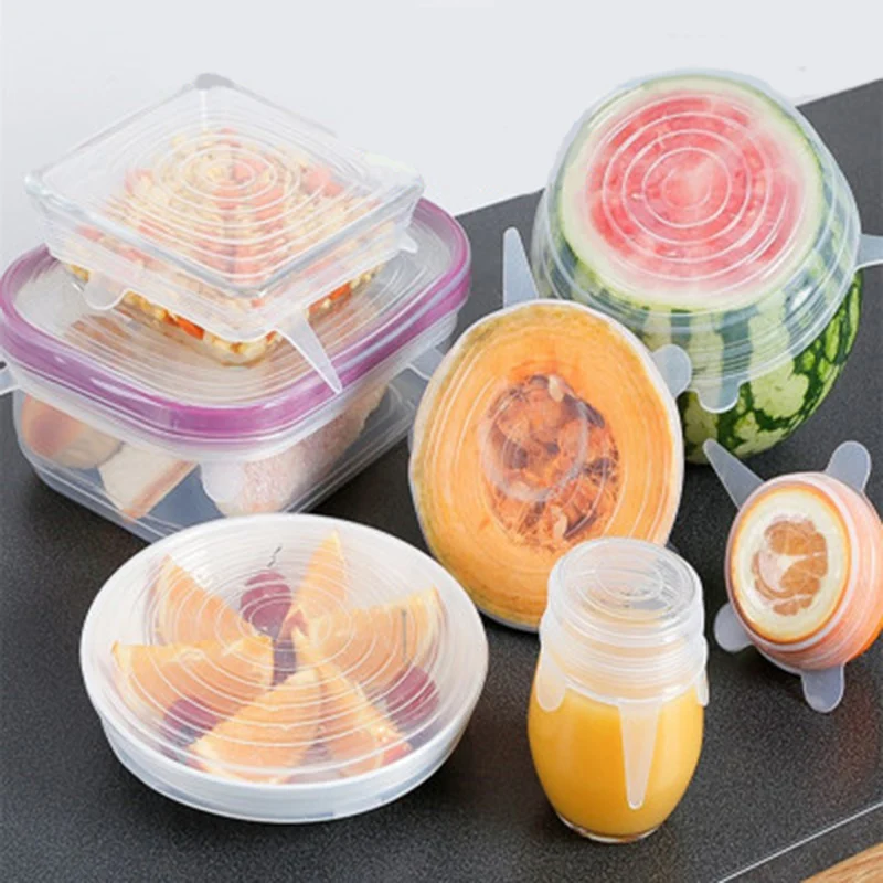 

Kitchen Set Glue Fresh Cover 6 Sets of Fruit and Vegetable Foldable Stretch Seal Fresh Cover