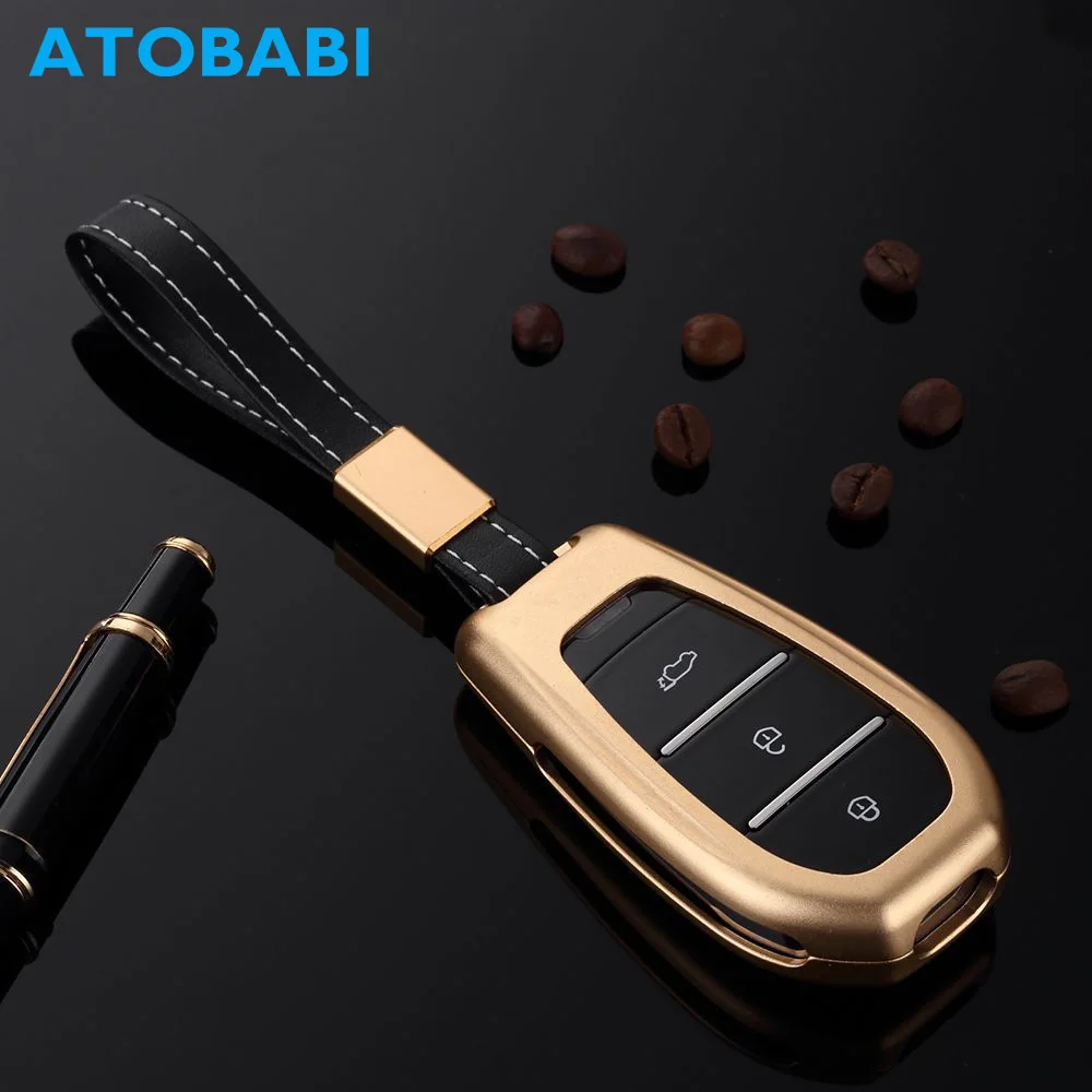 

ATOBABI Aluminum Alloy Car Key Case Smart Remote Keychain Metal Key Fob Shell Cover Fit for Zotye T500 T600 2018 Sport Version