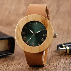 Модные дизайнерские натуральные женские деревянные часы с ремешком из натуральной кожи ручной работы деревянные наручные часы для мужчин