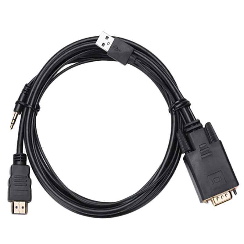 

Vga 15Pin With Usb Power Audio 3.5Mm Jack To Hdmi 1080P 1.8M Converter Cable Adapter For Pc Computer Video Card