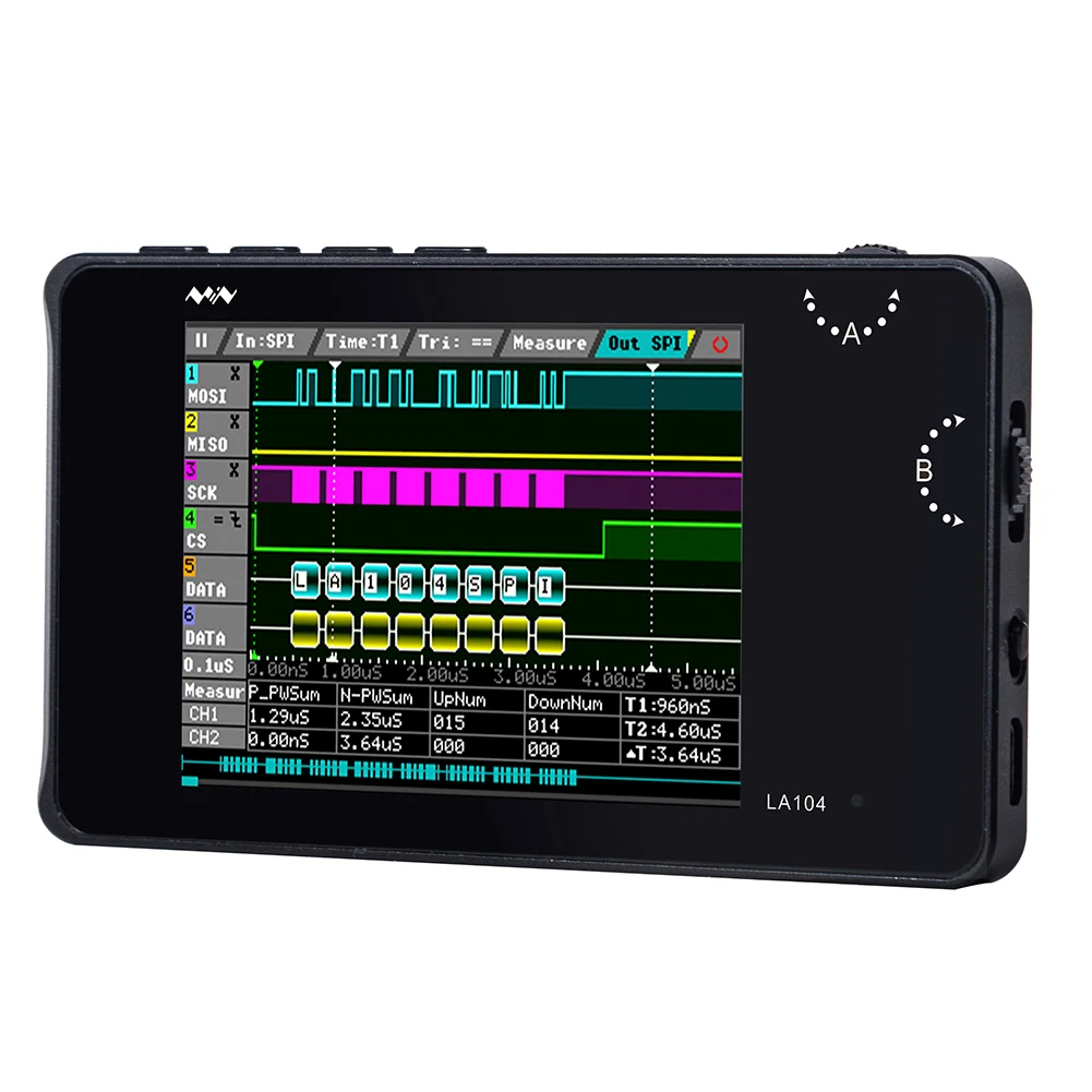

Digtial Logical Analyzer LA104 USB Mini 4 Channels 100Mhz Max Sampling Rate Built in 8MB Flash Storage 2.8" Oscilloscope