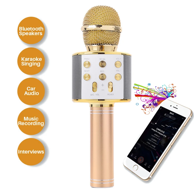 Professional Handheld Wireless Bluetooth Microphone Karaoke Mini Home