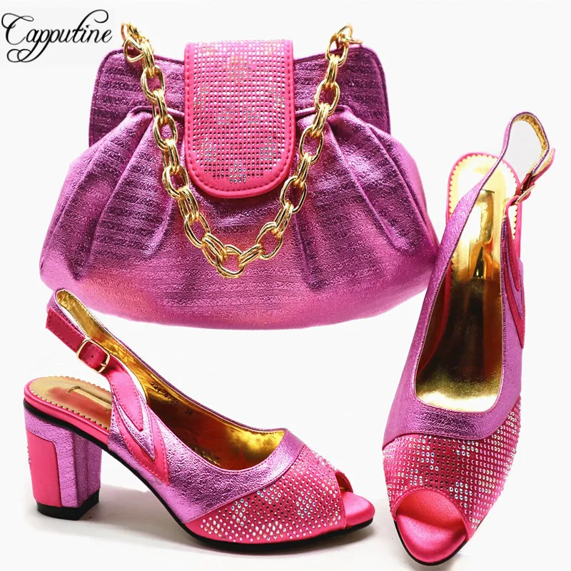 

Capputine Shoes And Bag Set Decorated With Rhinestone High Quality Matching Italian Shoes And Bag For Wedding Nigerian Shoes G55