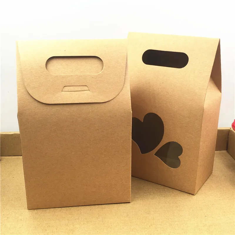 50 шт./лот ручной работы DIY бумага стоя Box Контейнер для печенья посылка сумка для конфет коробка с пластиковым отверстием чехол Портативный коробка сумки поставки