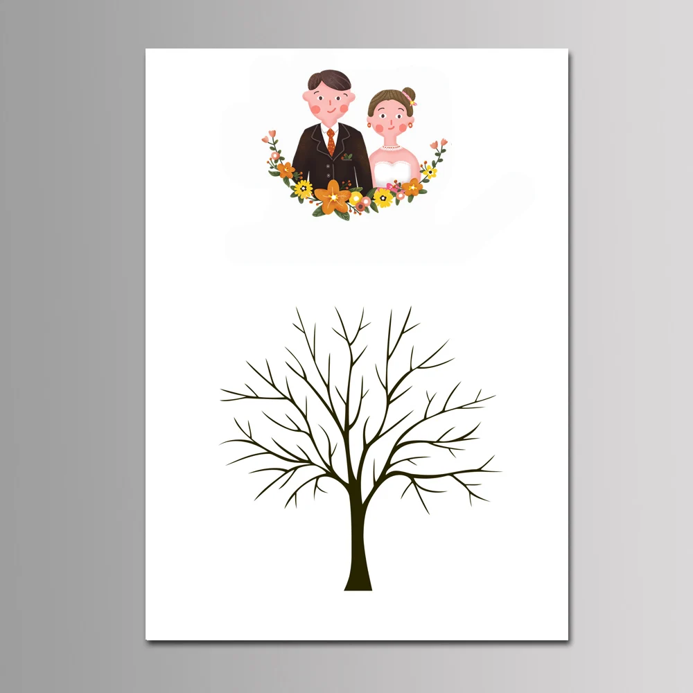 Дизайн 50*70 см Подгонянный свадебный автомобиль дерево с отпечатками пальцев гость книга вечерние пользу DIY Рисование на холсте подарок на день Святого Валентина - Цвет: WD-13