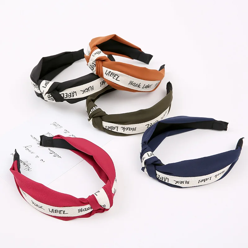 

Fashion new Wide Side Knotted Hairband Turban Headhoop Headband for Washing Face Letter Printed for Women Hair Accessories