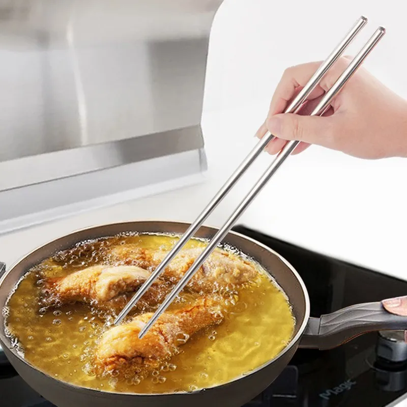 Hot Pot  nouilles  antidérapant 1 paire 38 cm Extra long en acier inoxydable Baguettes pour la cuisine friture 