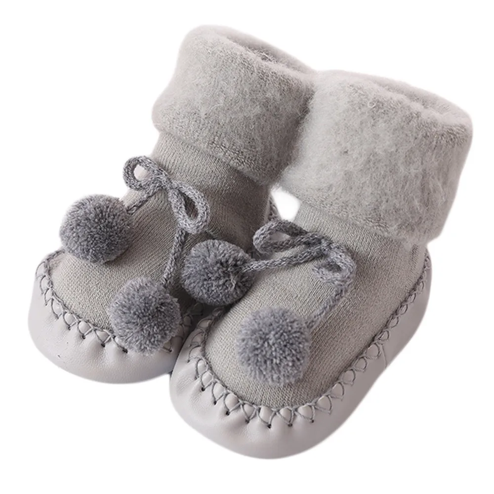 Infant Baby Boys Girls Solid Knit Floor Socks Toddler Kids Winter Warm Cotton Floor Socks Children Anti-Slip Fashion Step Socks