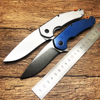 

ZT0220 Tactical Folding Knife D2 blade + Steel Handle Titanium plating Flipper survival Outdoor Camp Pocket EDC Tool knife