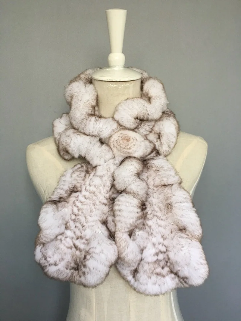 knitted rabbit fur scarf with flower (9)