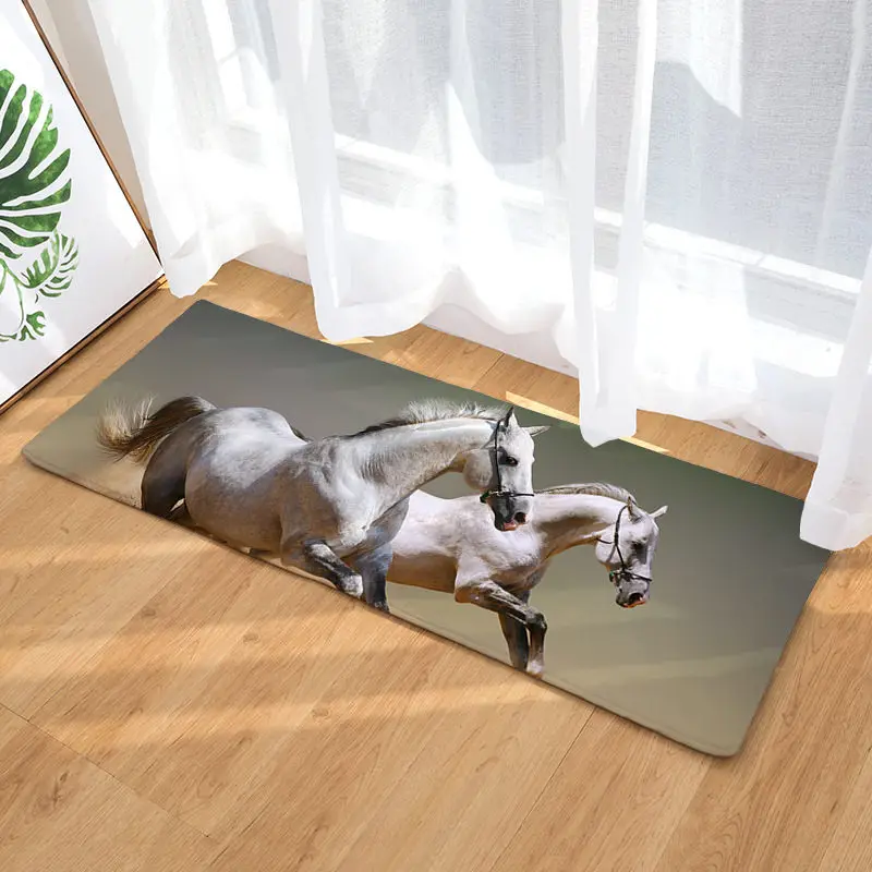 Современные Противоскользящие коврики для кухни 40*120 см, фланелевый Придверный коврик с 3D изображением лошадей, коврики для гостиной - Цвет: No-22