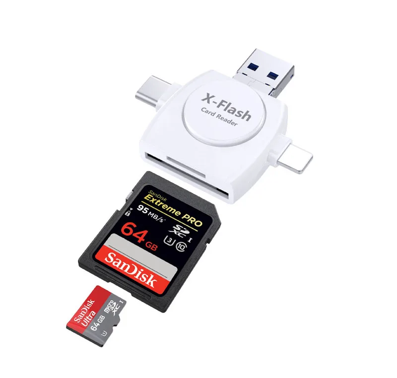 4в1 SD TF кардридер Micro usb Тип C TF SDHC MicroSD SD считыватель карт OTG адаптер для iPhone X XS MAX 5 6 7 8 iOS Android телефон