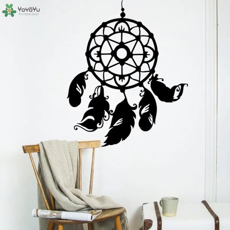 

YOYOYU Wall Decal Special Beautiful Native Dreamcatcher Wall Stickers Adhesive Art Mural Vinyl Feather Decor Houseware DIY CT660