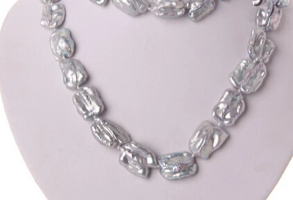 

Miss charm Jew1311 long 32" big 20mm baroque gray freshwater cultured pearl necklace AAA