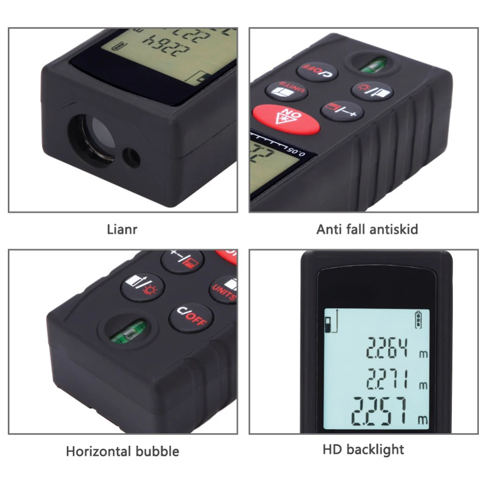 New 80m Laser Distance Meter Laser Rangefinder Accuracy 2mm Handheld Range Finder Tape Measuring Device Ruler Test Tool