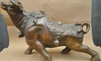 

16'' China Fengshui Zodiac Strong Bull Ox Buffalo Bronze Statue