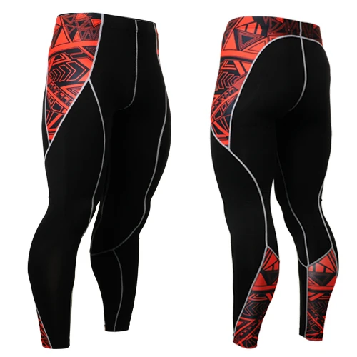 Мужские штаны для бега цветные колготки с принтом для бега велоспорта фитнеса бокса 3d флаг печати брюки - Цвет: Черный
