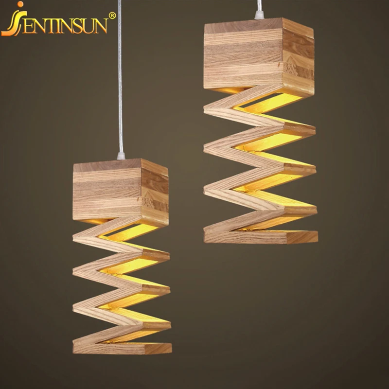 Modern Lamps Pendant Lights Wood Lamp Restaurant Bar Coffee Dining Room LED Hanging Light Fixture Wooden Free Shipping