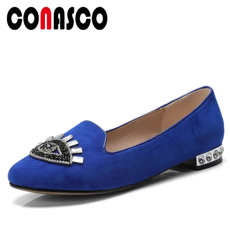 

CONASCO New Women Basic Pumps Suede Leather Spring Autumn Square Heels Shoes Woman Round Toe Bling Quality Shallow Shoes Pumps
