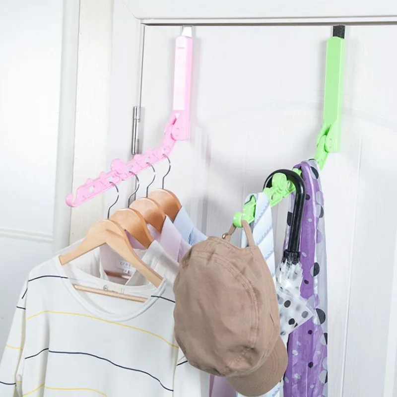 

Household Hooks Plastic Door Rack Clothes Hanger New Hanging Rack with 5 Hooks