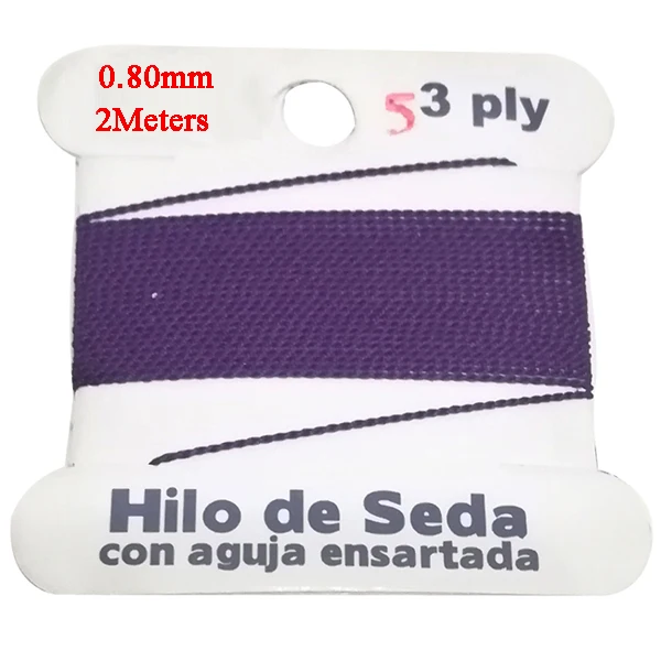 

2M Long 0.65mm Diameter Purple 100% Natural Silk Beading Cords with Needle
