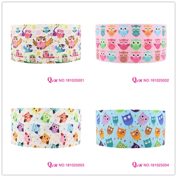 

Q&N ribbon 16mm 22mm 25mm 38mm 50mm 75mm owl printed grosgrain ribbon webbing 50yards/roll for headband