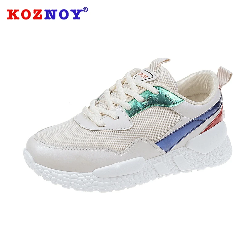 

Koznoy Sneakers Women Muffin Bottom Spring Autumn Dropshipping Fashion Breathable Mesh Solid Cross Tied Leisure Lace Women Shoes