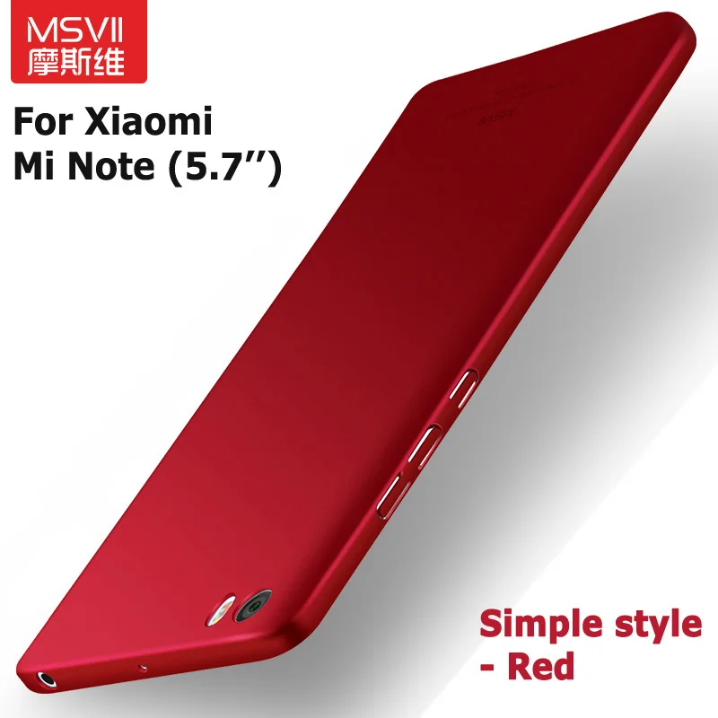 MSVII Coque Xiaomi Mi Note чехол матовый жесткий пластик задняя крышка 360 полная защита корпус для Xiaomi Mi Note Pro Чехол - Цвет: Simple Red