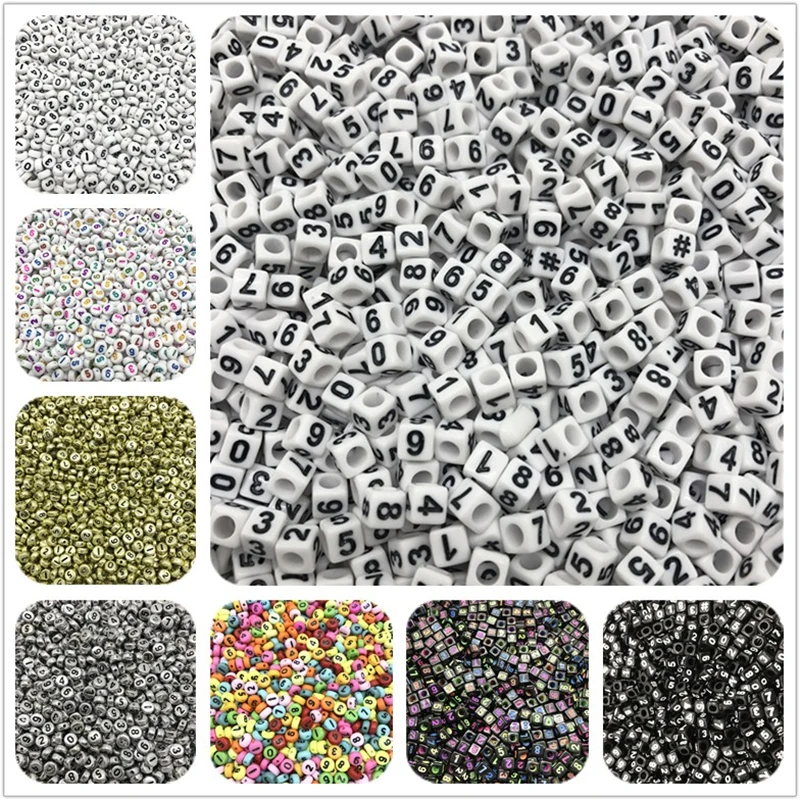 1000PCS 4X7MM ACRYLIC Number Beads Charm for Keychain $15.84 - PicClick AU