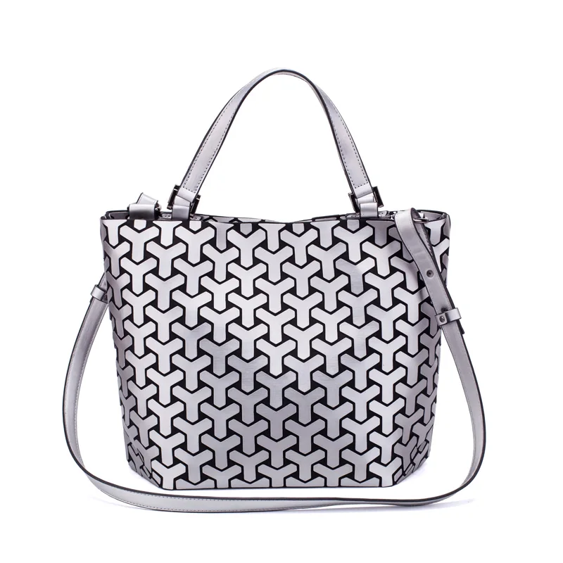Модные женские сумки через плечо сумка-мешок геометрические блестки зеркальные лазерные простые складные сумки светящиеся сумки PU повседневные сумки-тоут Bao сумка