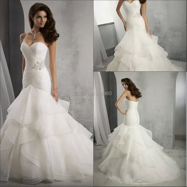 Gorgeous Mermaid Trumpet Wedding Dresses 2017 Sweetheart Gorgeous Mermaid Trumpet Wedding Dresses 2017 Sweetheart Organza Zipper Back With Ruffles Shirt Summer Bridal