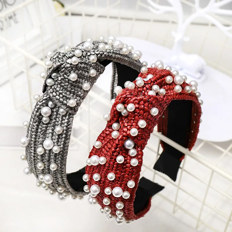 

Xugar Hair Accessories Fashion White Pearl Women Headband Solid Fur Cross Female Hair Hoop Sweet Makeup Headwear