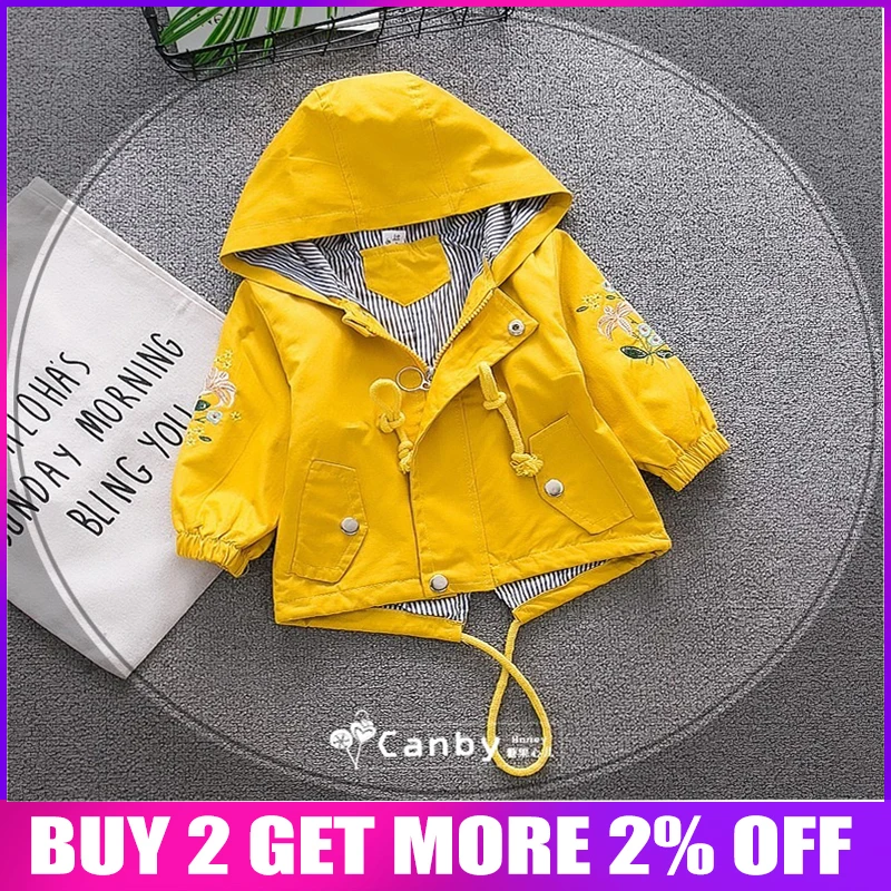 

Bibicola Baby boys Jacket Autumn Spring fashion cotton hooded Trench Coat flower stylechildren Outerwear Coat For Girls outfits