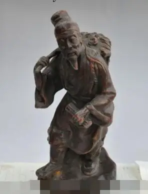 

S4930 11" china bronze Famous Medical scientist Physician LiShizhen Adopt Herbs statue
