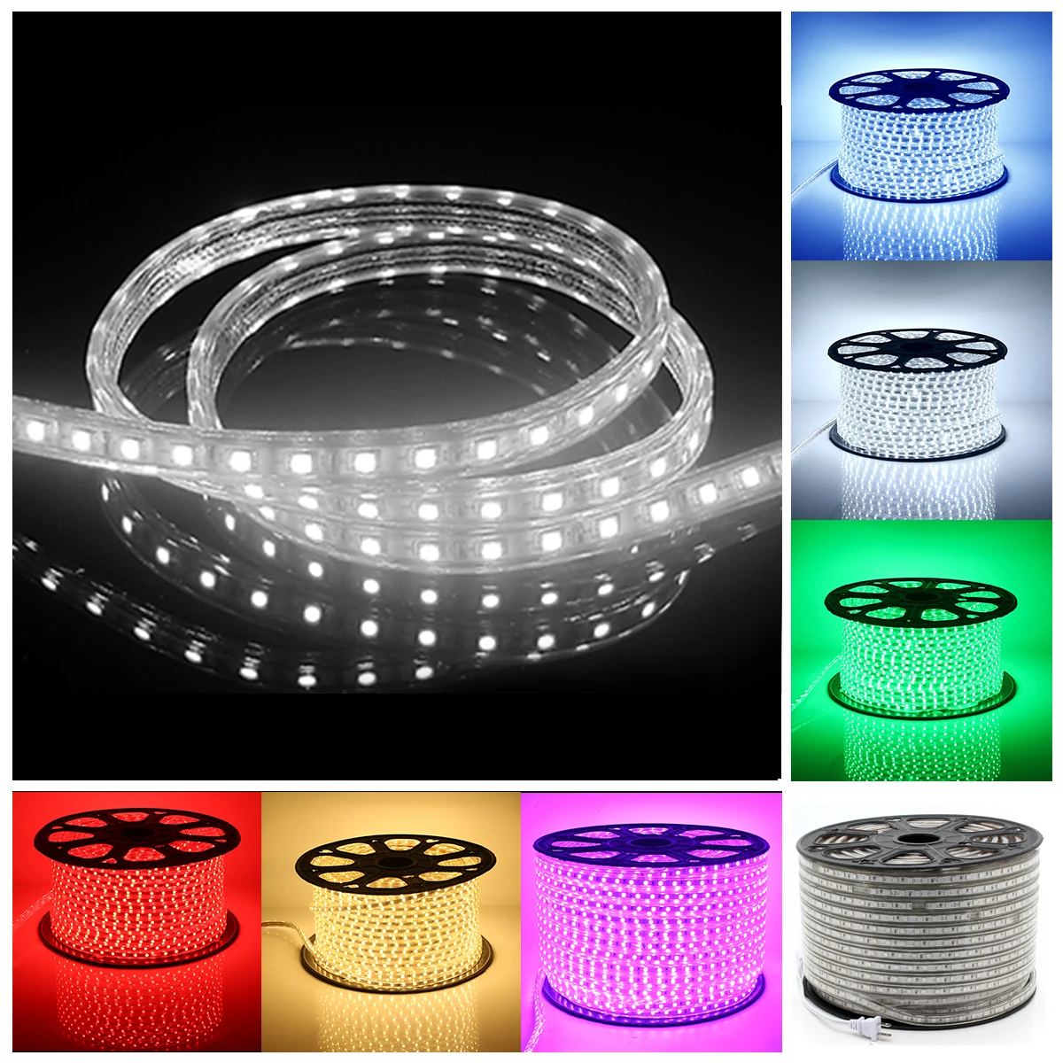 220V LED Strip Light IP67 Waterproof 30M 60 LEDs/ meter Ultra Bright Flexible 5050 SMD LED Outdoor Garden Home Strip Rope Light