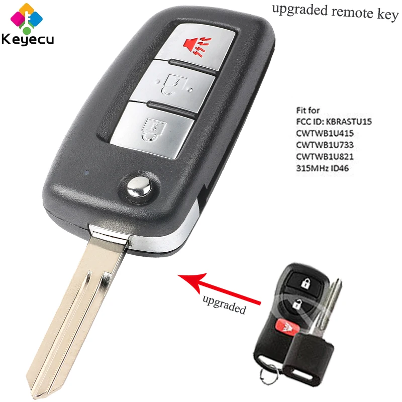 

KEYECU Replacement Upgraded Remote Key - 315MHz & ID46 Chip - FOB for Nissan for Infiniti FX35 FX45 FCC ID: KBRASTU15 CWTWB1U733