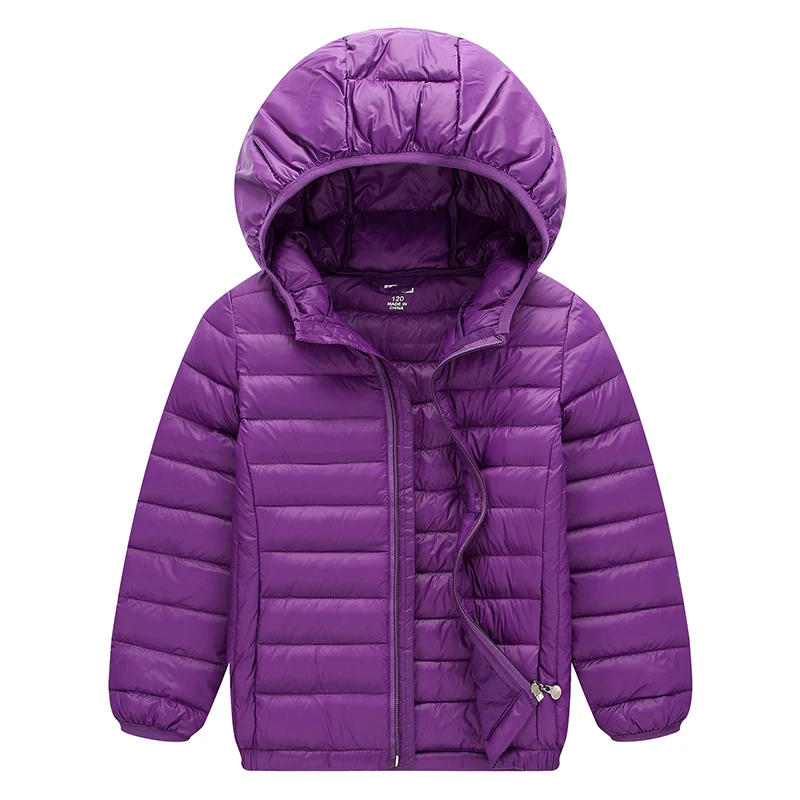 Sping children s light duck down coats jacket pure color with hoodie kid s outerwear baby