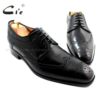 

cie Free shipping adhesive craft bespoke handmade pure genuine calf leather outsole men's dress/classic derby black shoe No.D46