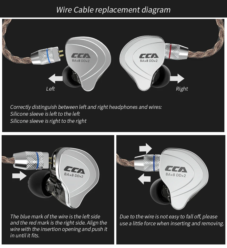 CCA C10 4ba+ 1dd гибридные наушники-вкладыши Hifi Dj Monito, спортивные наушники для бега, 5 приводных устройств, гарнитура, наушники с шумоподавлением