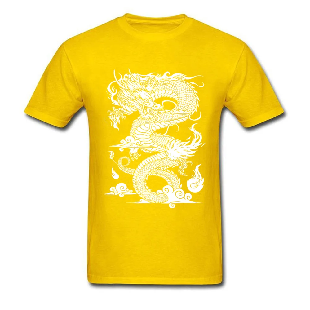 Chinese Dragon Illustration Clean Version Hot Sale Crazy T-Shirt All Cotton Round Collar Men Tops Shirt Tee-Shirts Summer/Fall Chinese Dragon Illustration Clean Version yellow