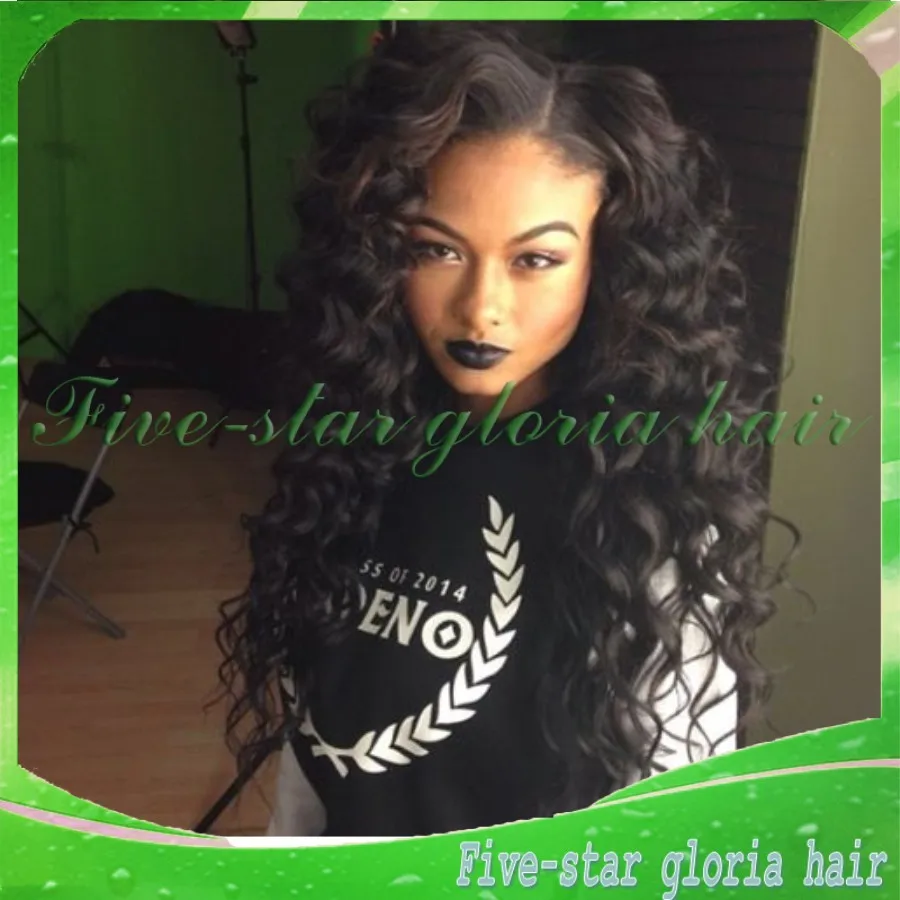 Thin Face Hairstyle Natural Black Side Part Deep Wave Lace Front Wig Glueless Full Lace Wigs For Black Women