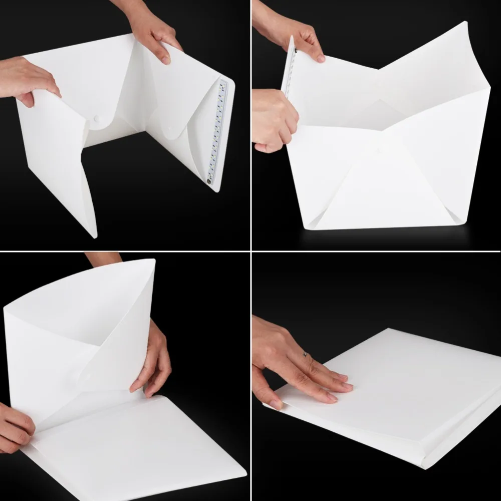 Mini Folding Lightbox Photography Photo Studio Softbox 2 Panel LED Light Soft Box Photo Background Kit Light box for DSLR Camera