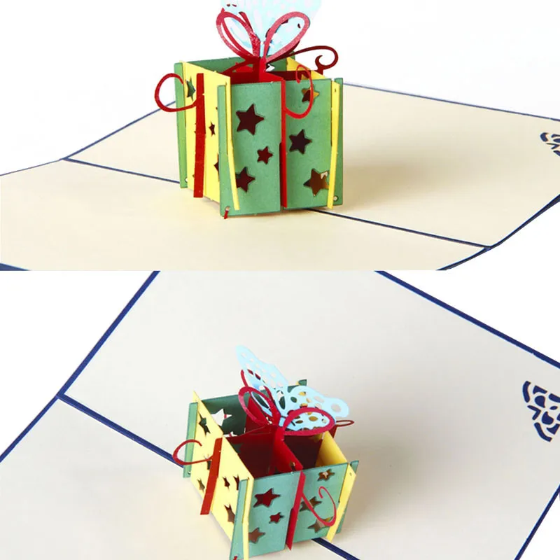 Подарочная коробка звезда 3D всплывающие поздравительные открытки с Киригами ручной работы открытки на день рождения хорошее качество