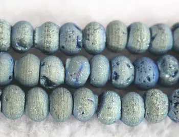 

1 strand Natural Titanium Druzy Agate Rondelle Beads,Druzy Agate Abacus Loose Beads
